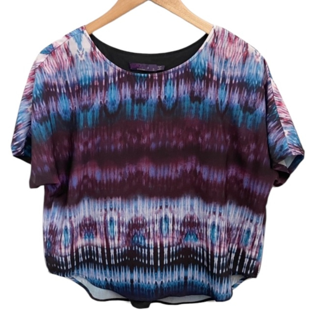 PrAna Tie-Dye Multicolor Purple Short Sleeve Lined Top NWOT